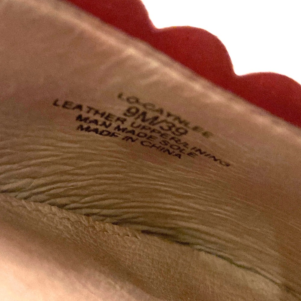 Louise et Cie Caynlee Red Patent Leather Ballet Flats Scalloped Edge Womens 9 39 - Picture 7 of 9